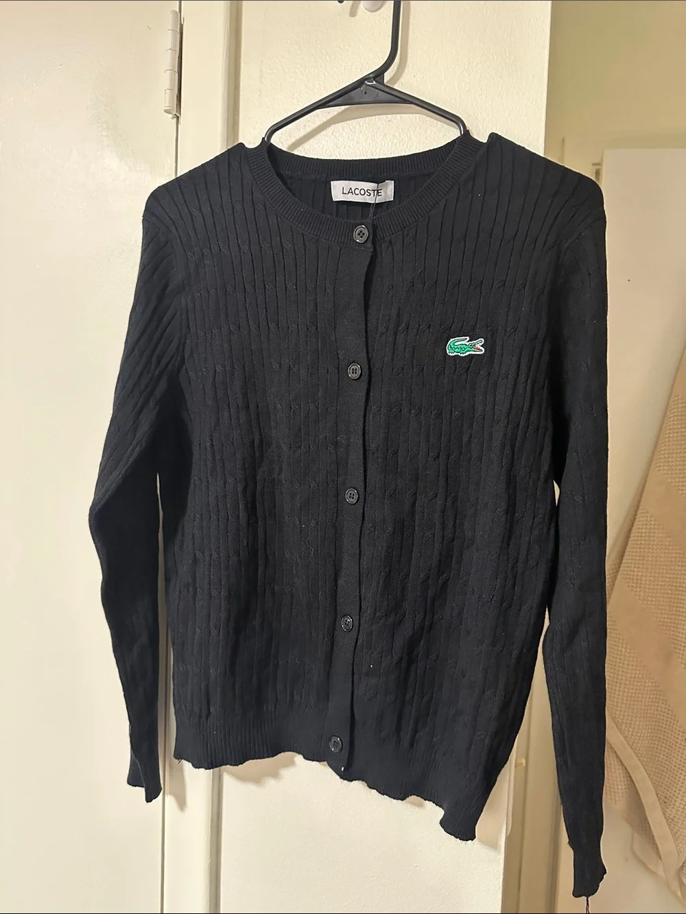 Black Ribbed Button-Up Cardigan - Picture 2 of 2